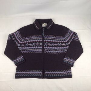 Tiara‎ International Zip Up Long Sleeve  Nordic Cardigan Sweater Women's Large